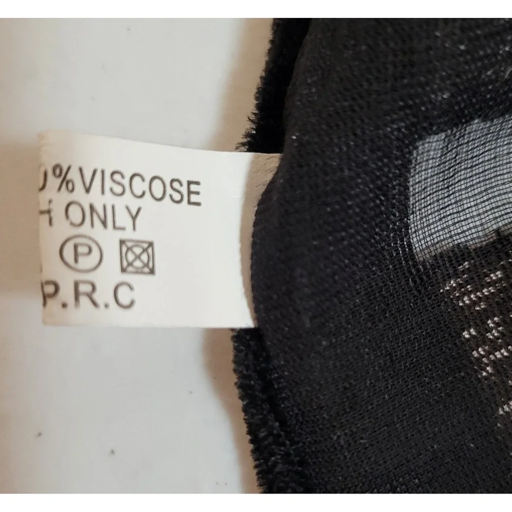 Silk Viscose Women's Scarf Black Brown Rhinestone Shawl 59